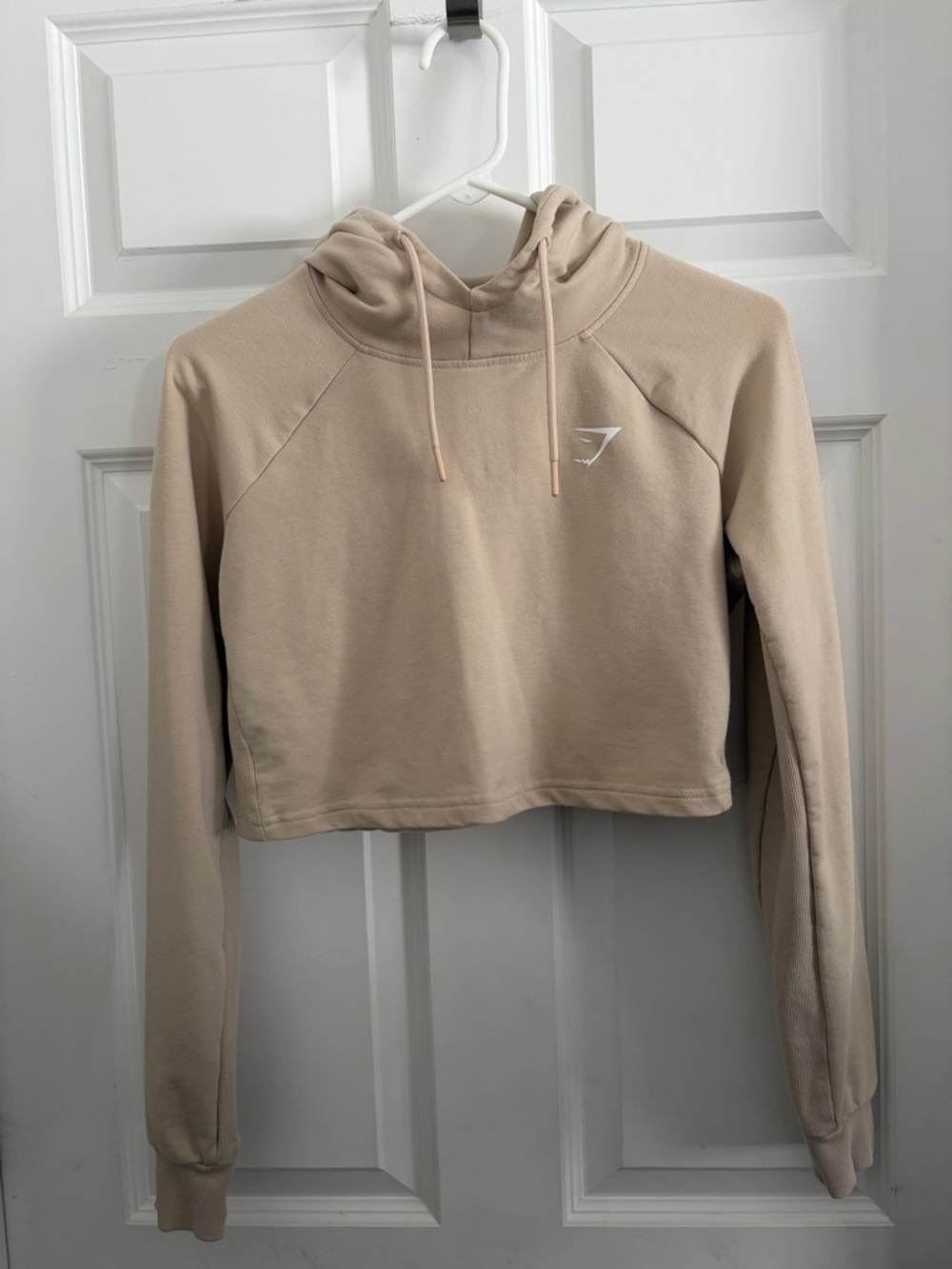 Gymshark Beige Cropped Hoodie with Logo